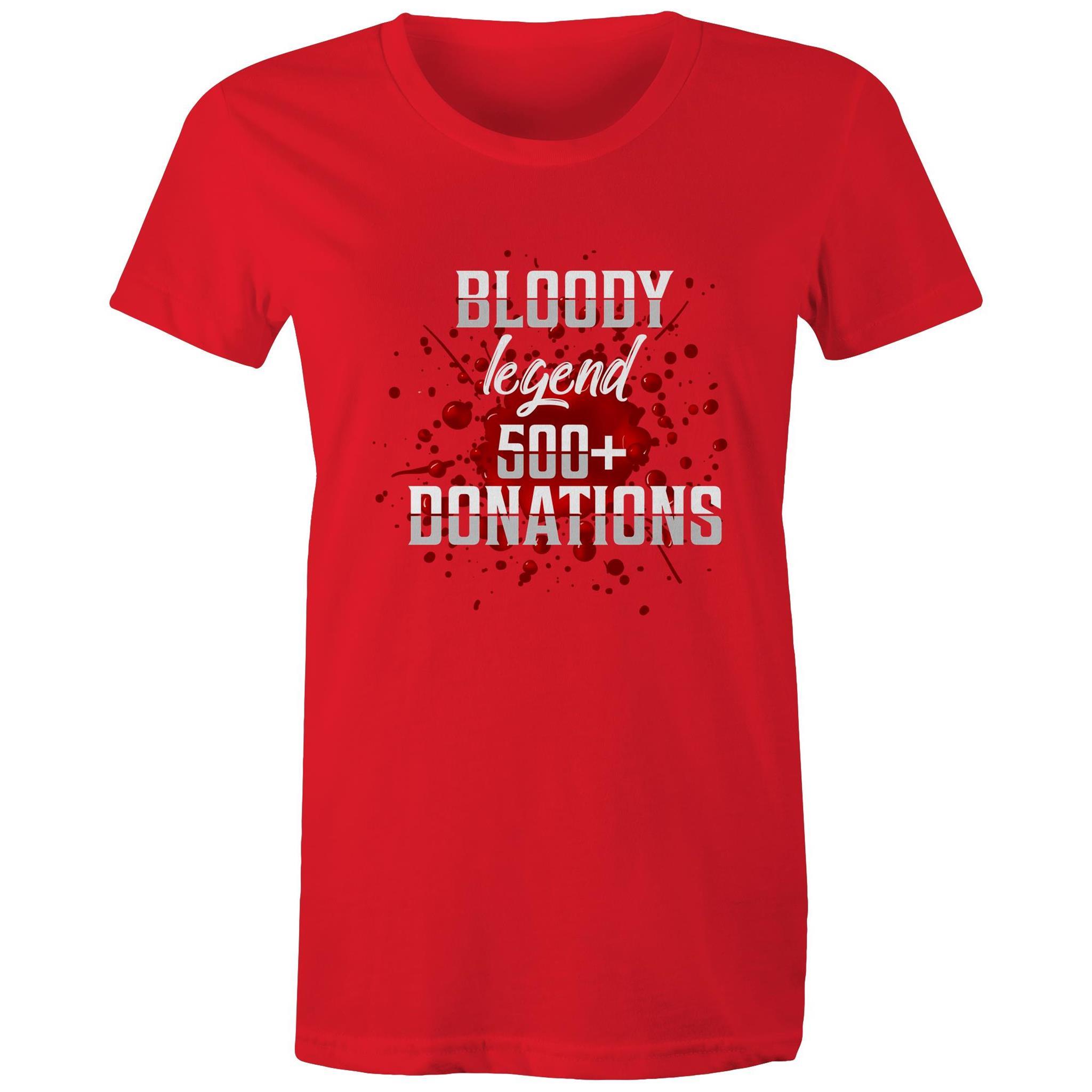 500+ Donations - Women's Maple Tee - Blood Donation Tees