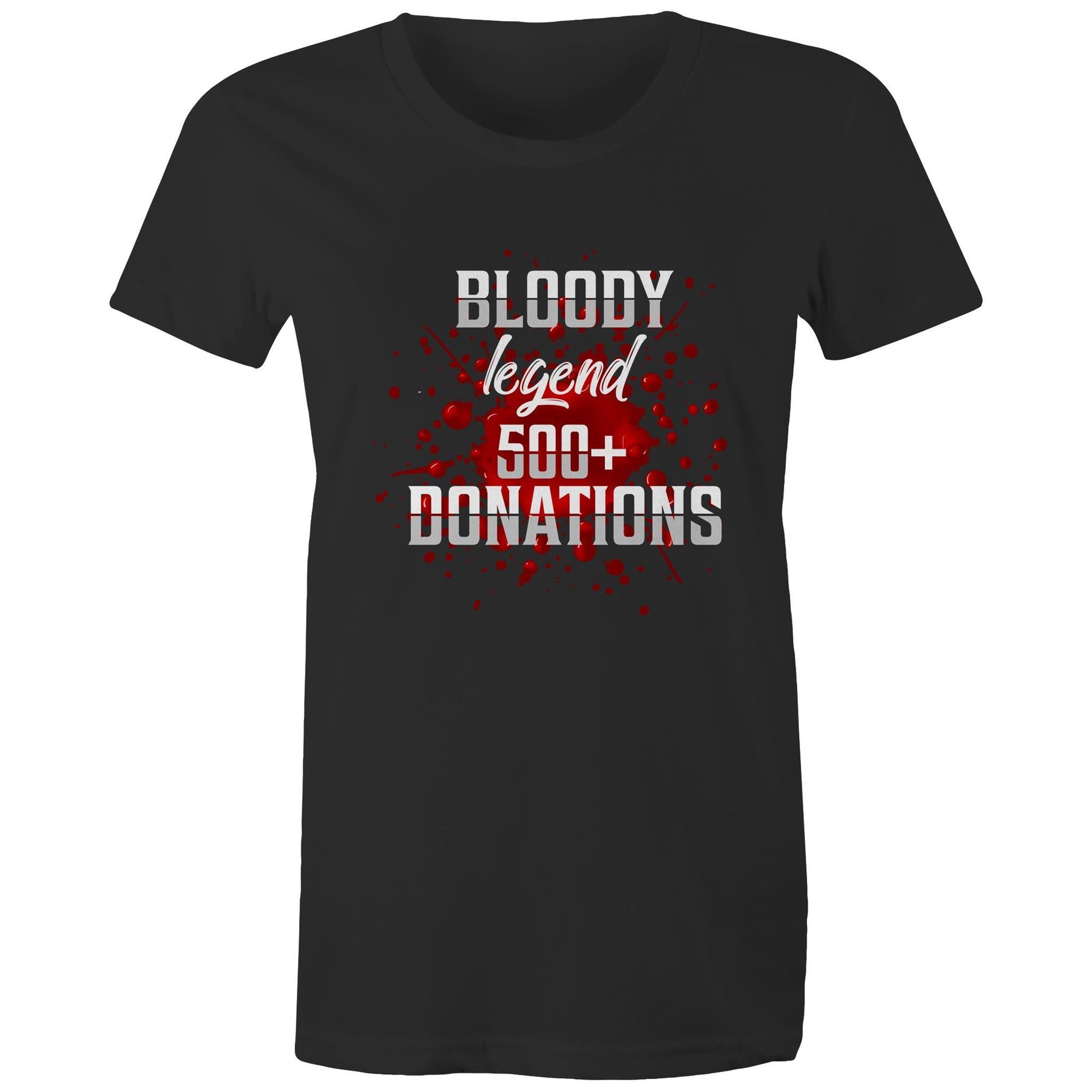 500+ Donations - Women's Maple Tee - Blood Donation Tees