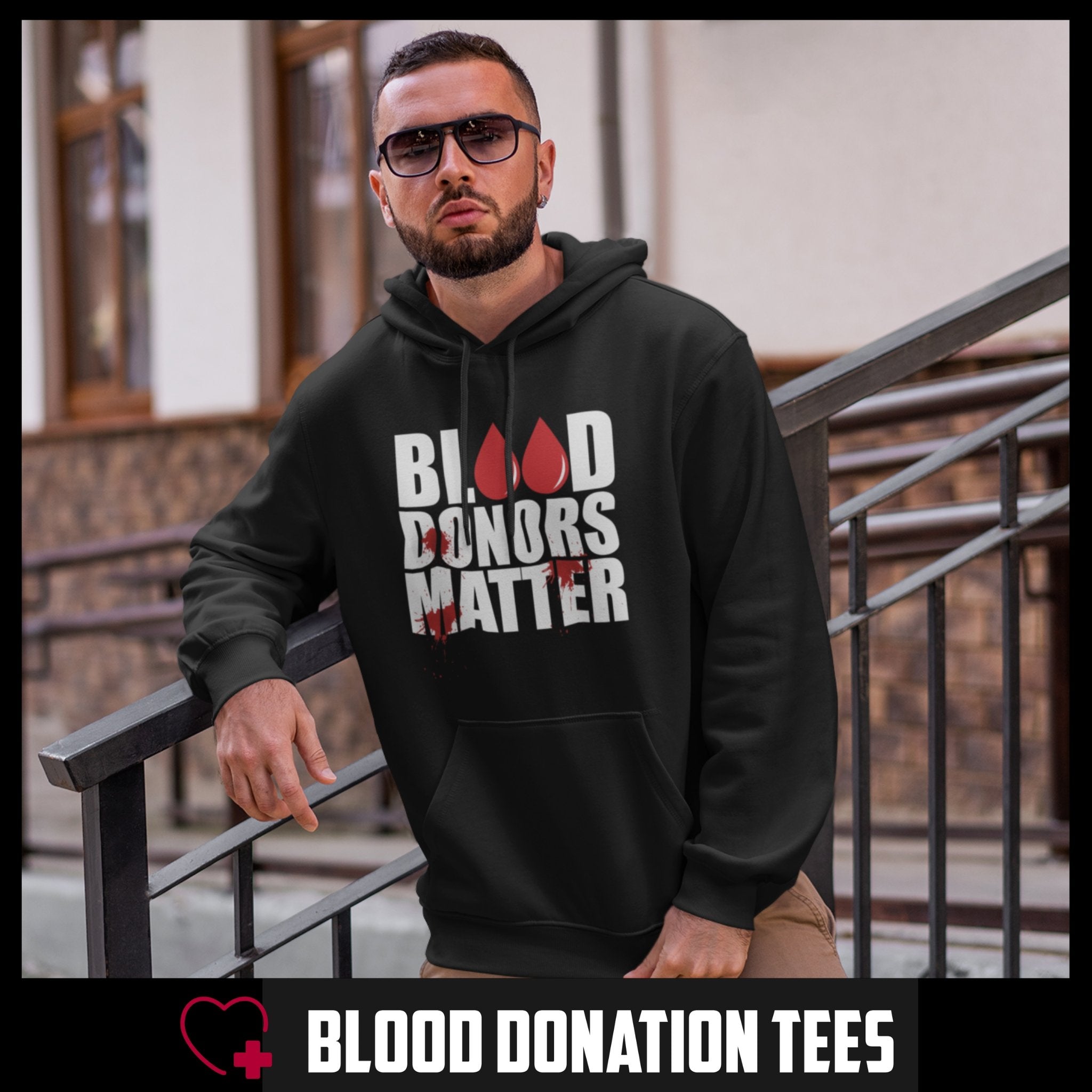 Blood Donors Matter - Unisex Pocket Hoodie Sweatshirt - Blood Donation Tees