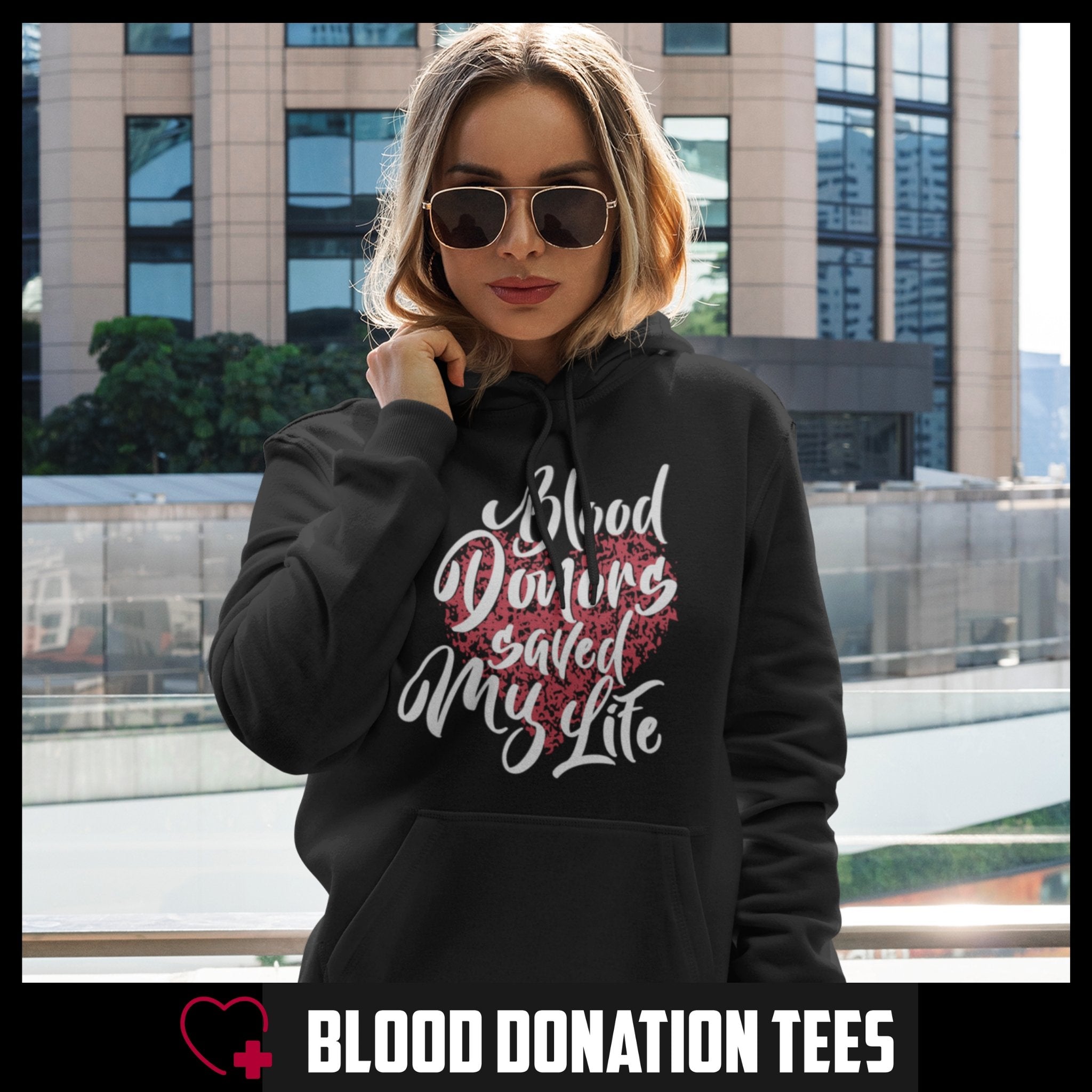 Blood Donors Saved My Life - Unisex Pocket Hoodie Sweatshirt - Blood Donation Tees