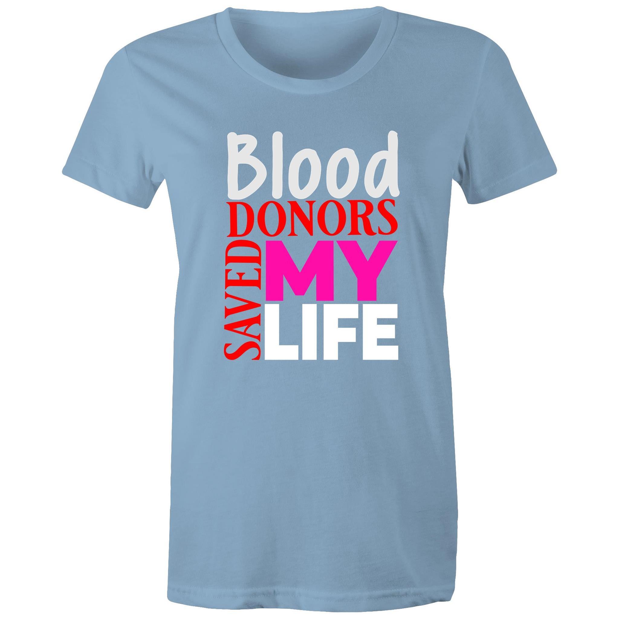 Blood Donors Saved My Life - Women's Maple Tee - Blood Donation Tees