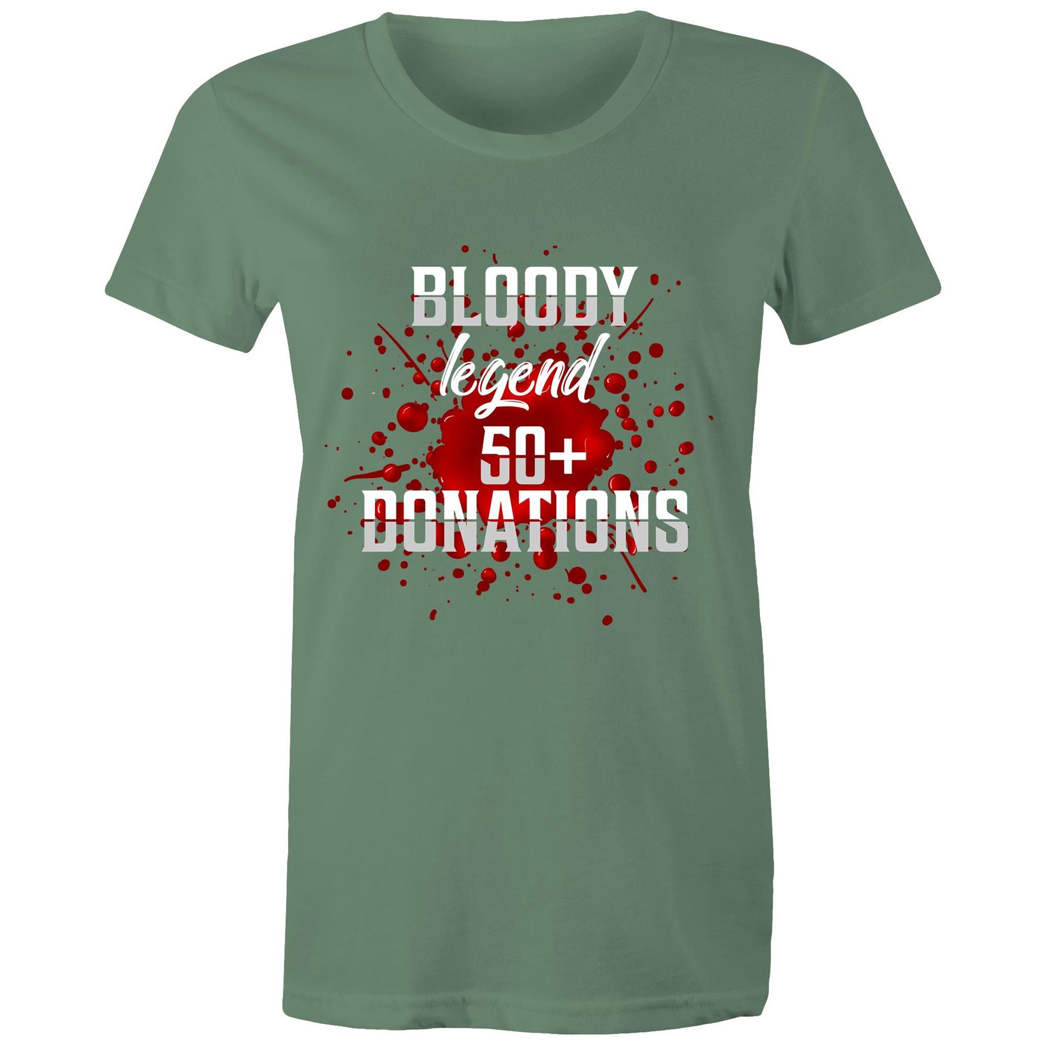 Blood Legend 50+ Donations - Women's Maple Tee - Blood Donation Tees