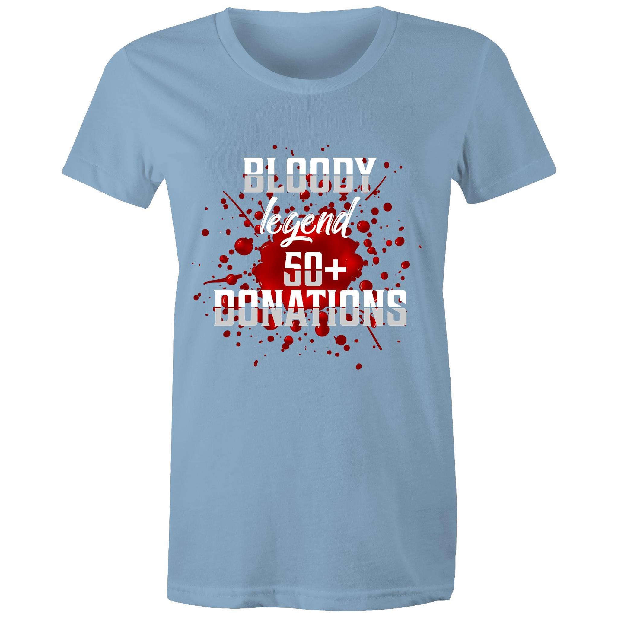 Blood Legend 50+ Donations - Women's Maple Tee - Blood Donation Tees