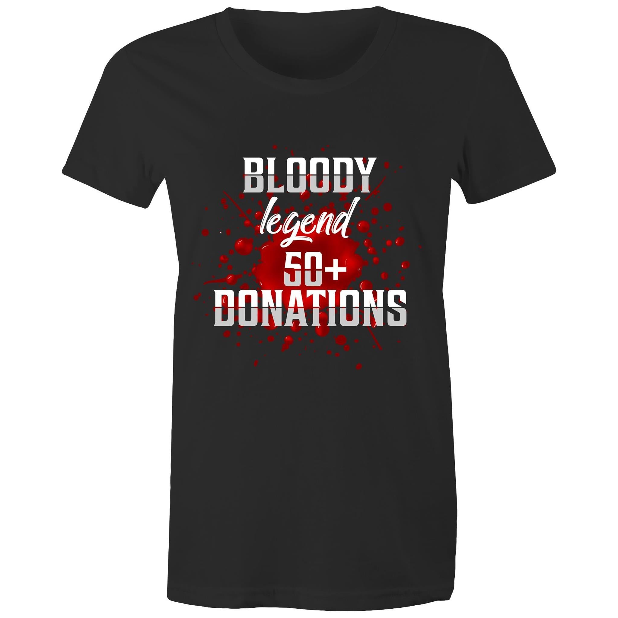 Blood Legend 50+ Donations - Women's Maple Tee - Blood Donation Tees
