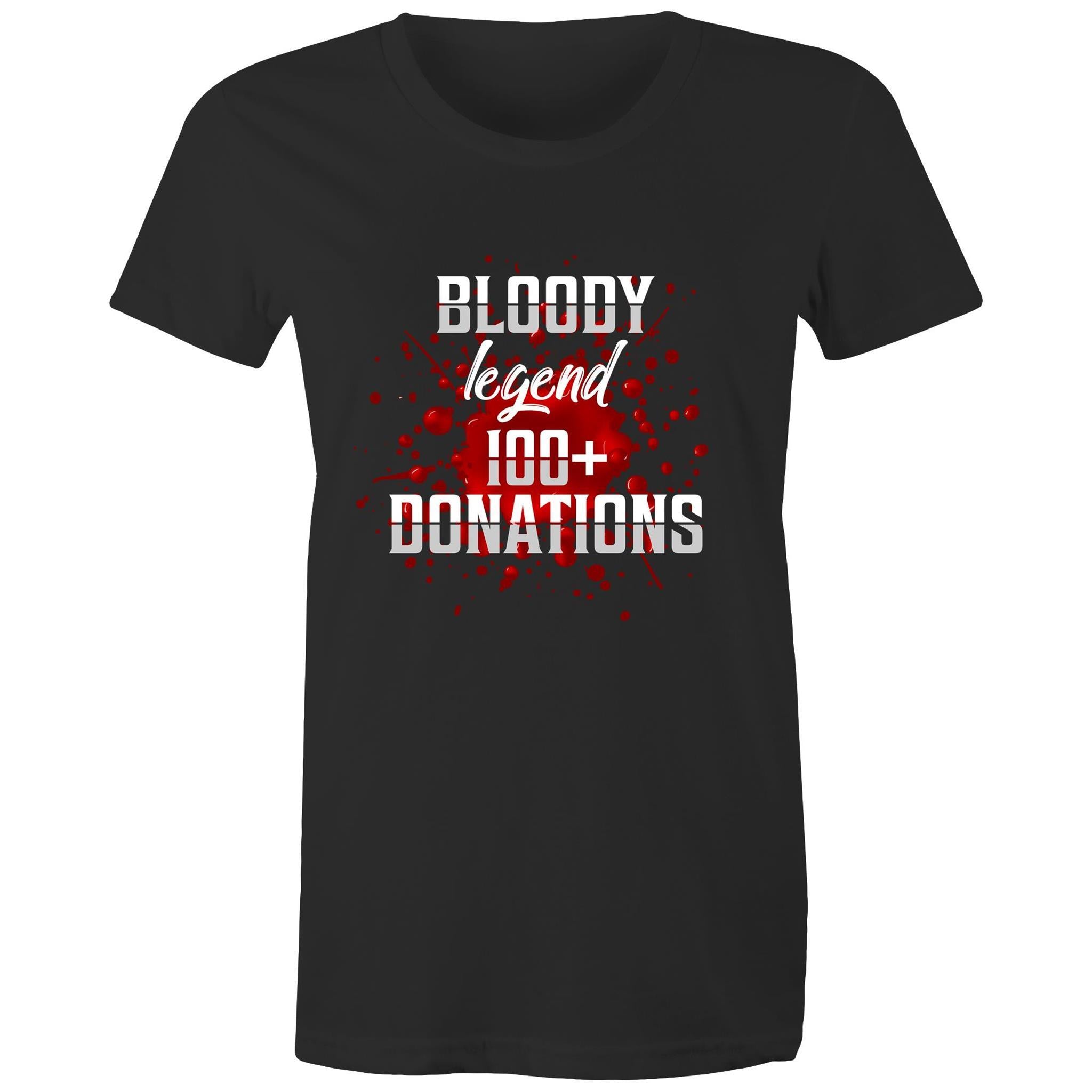 Bloody Legend 100+ Donations - Women's Maple Tee - Blood Donation Tees