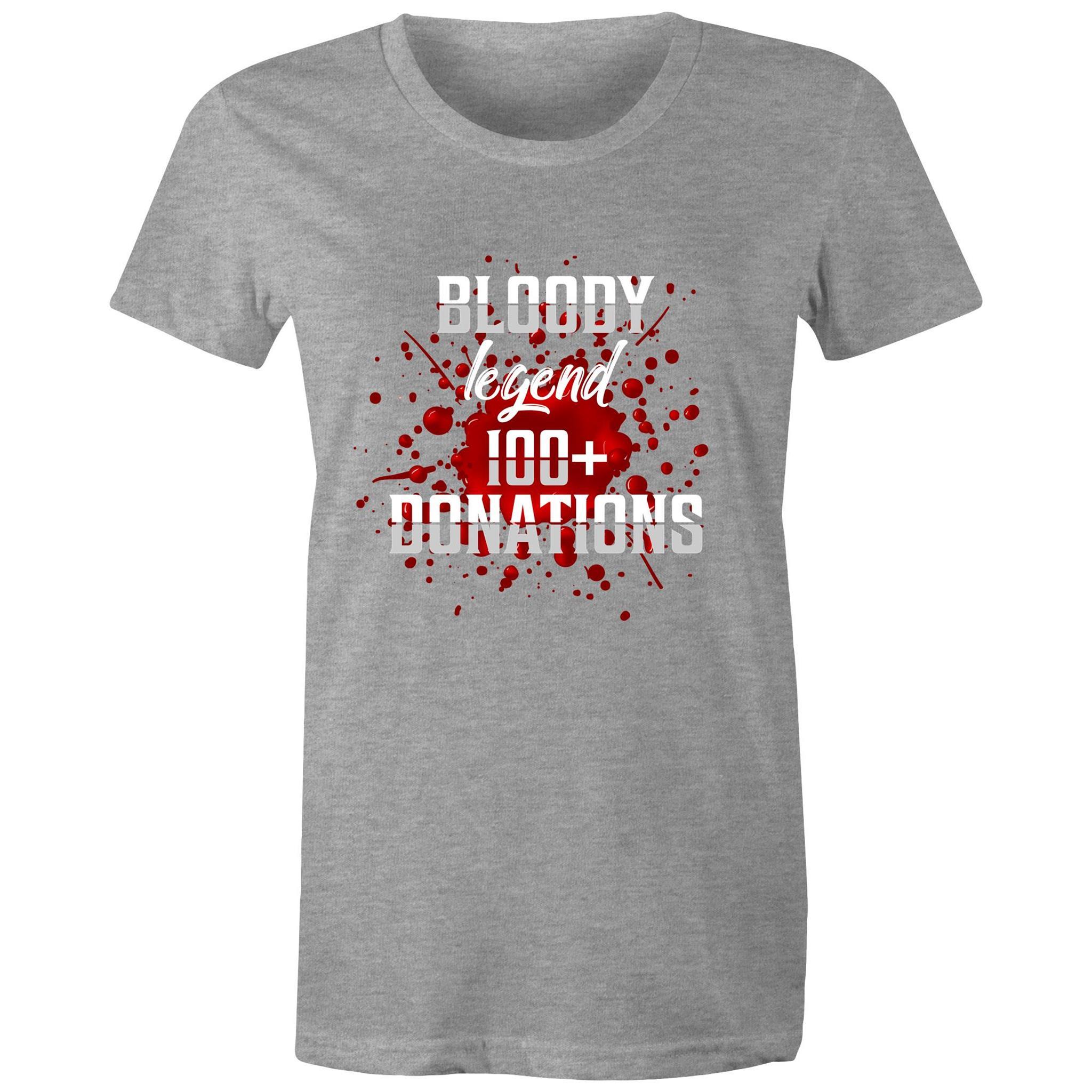 Bloody Legend 100+ Donations - Women's Maple Tee - Blood Donation Tees