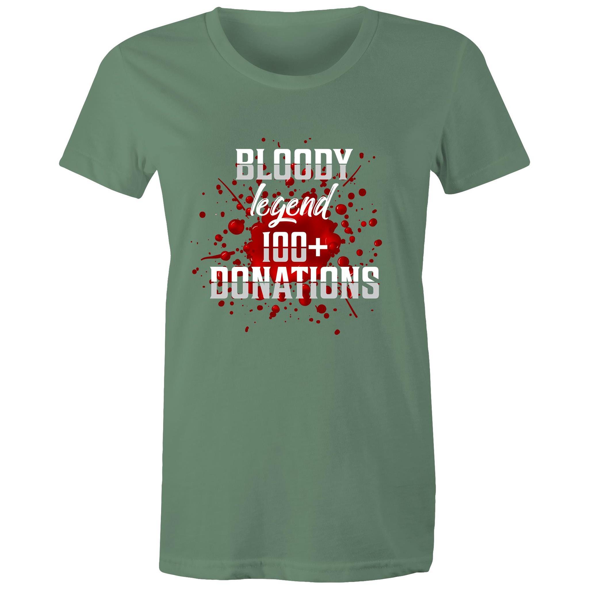 Bloody Legend 100+ Donations - Women's Maple Tee - Blood Donation Tees