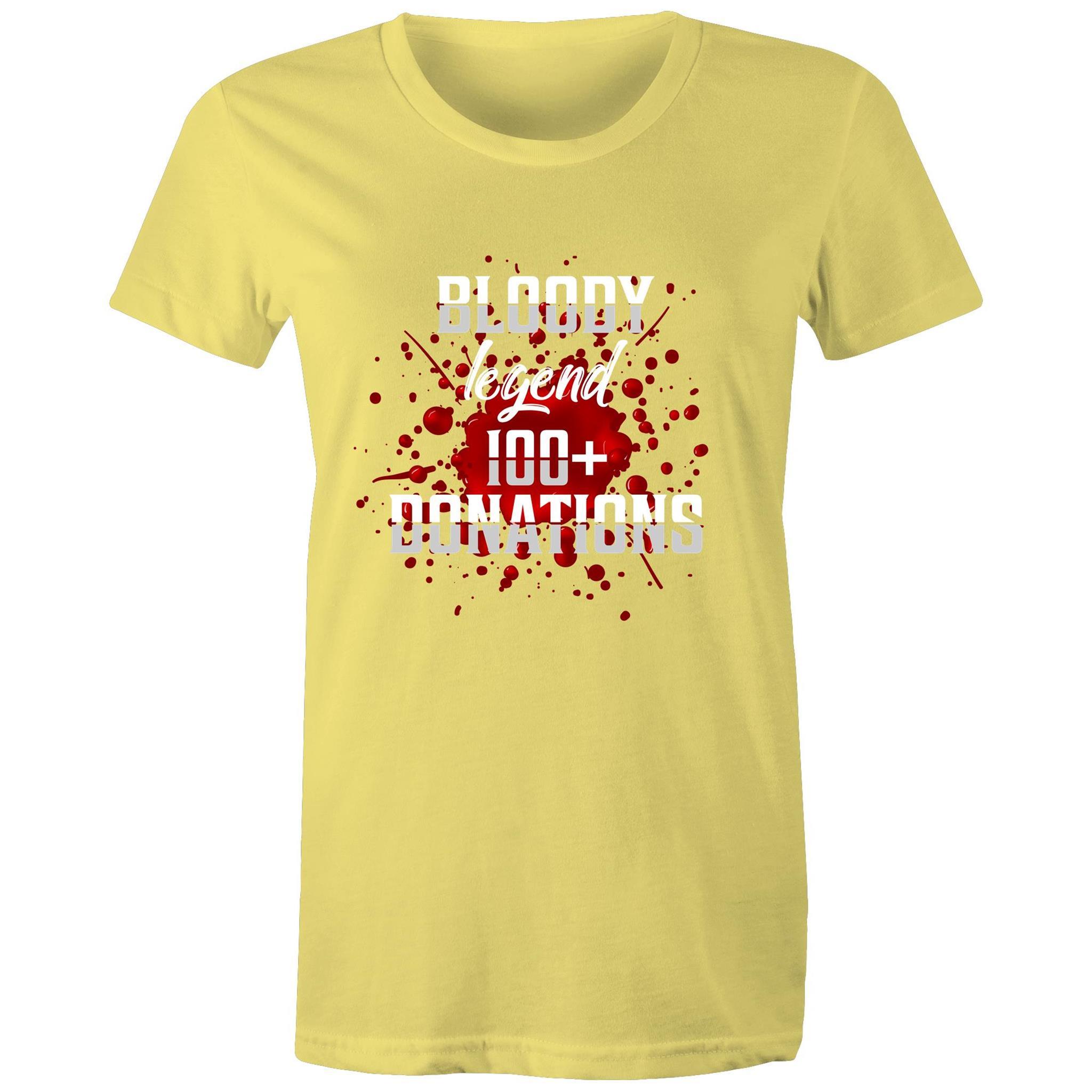 Bloody Legend 100+ Donations - Women's Maple Tee - Blood Donation Tees