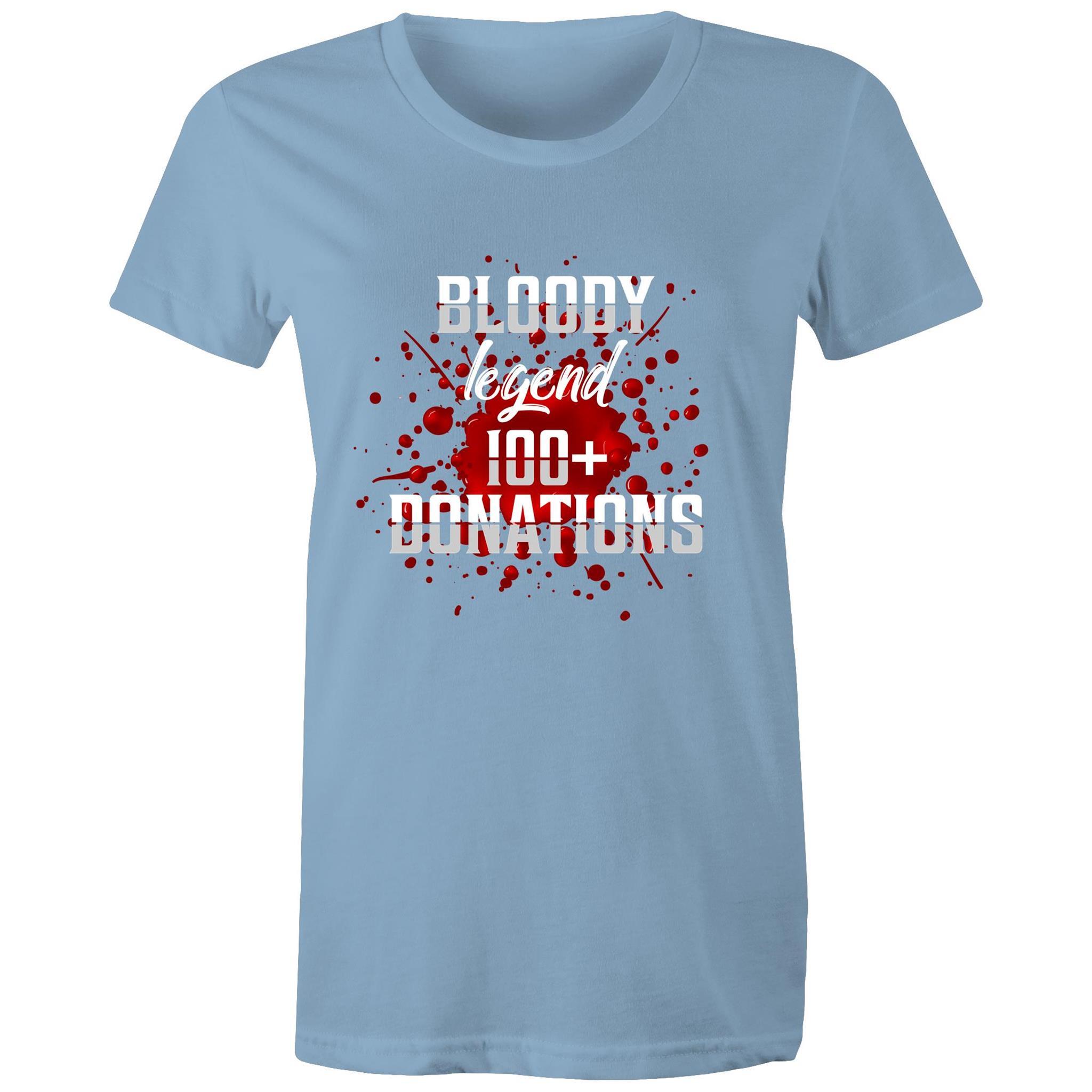 Bloody Legend 100+ Donations - Women's Maple Tee - Blood Donation Tees