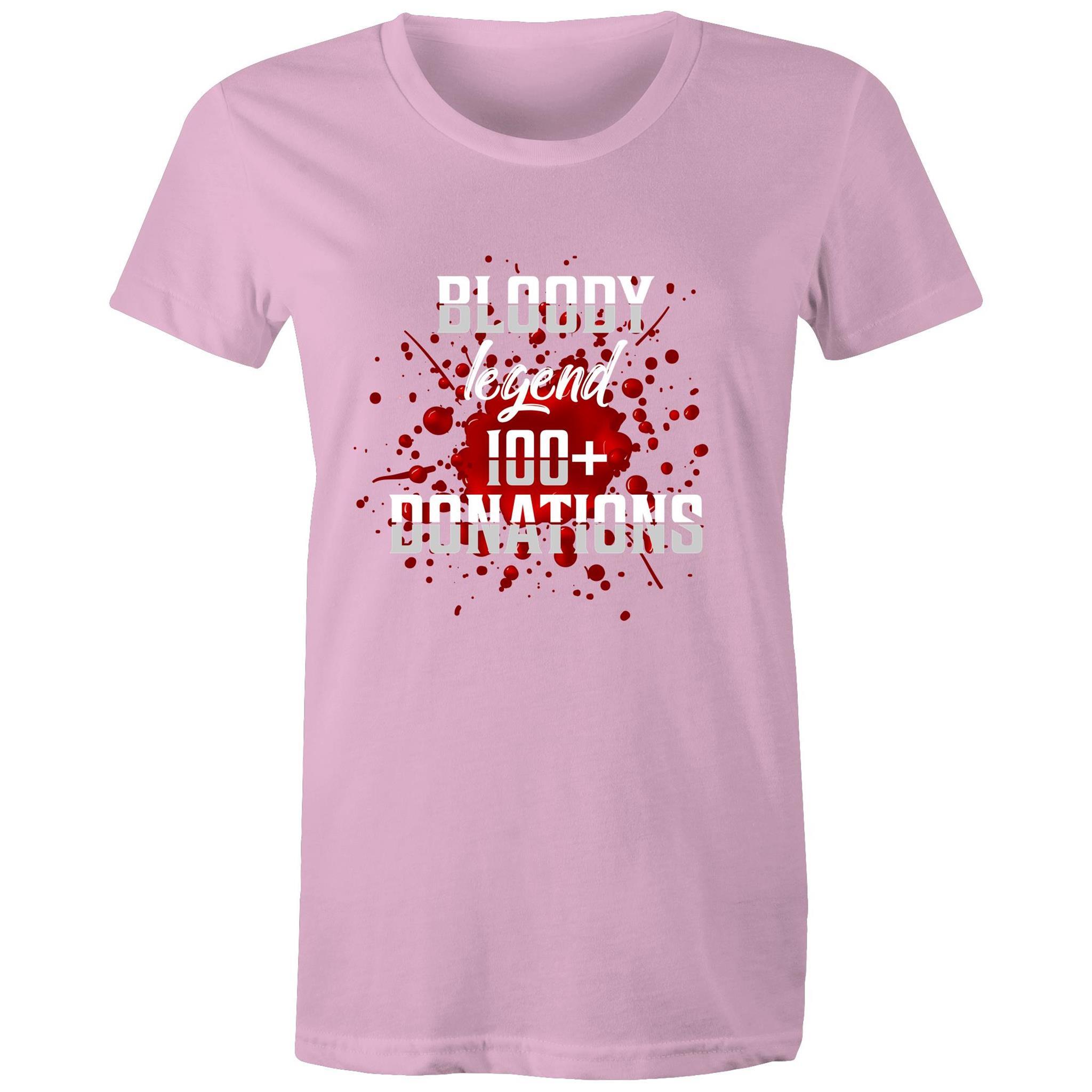 Bloody Legend 100+ Donations - Women's Maple Tee - Blood Donation Tees