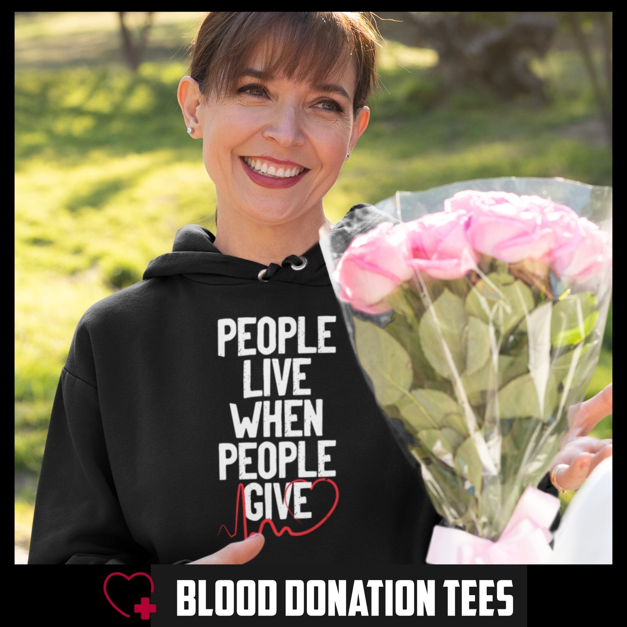 People Live When People Give - Unisex Pocket Hoodie Sweatshirt - Blood Donation Tees